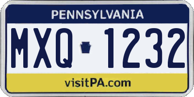 PA license plate MXQ1232