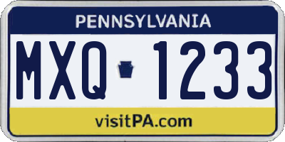 PA license plate MXQ1233