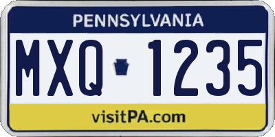 PA license plate MXQ1235