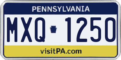 PA license plate MXQ1250