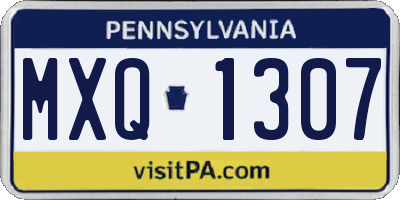 PA license plate MXQ1307