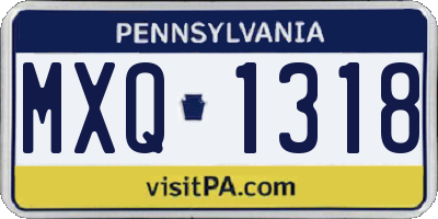 PA license plate MXQ1318