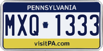 PA license plate MXQ1333