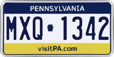 PA license plate MXQ1342