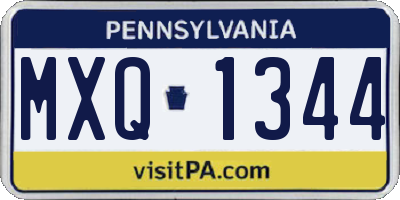 PA license plate MXQ1344