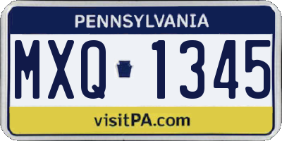 PA license plate MXQ1345