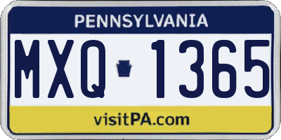 PA license plate MXQ1365