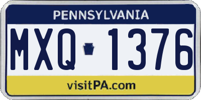 PA license plate MXQ1376