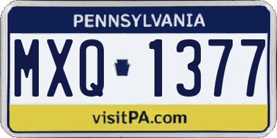 PA license plate MXQ1377