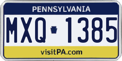 PA license plate MXQ1385