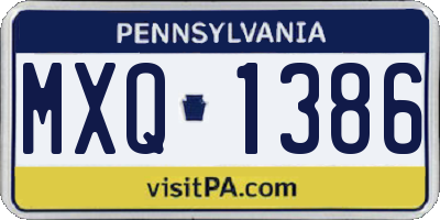PA license plate MXQ1386