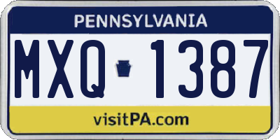 PA license plate MXQ1387