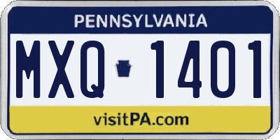 PA license plate MXQ1401