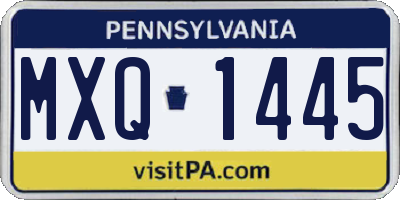 PA license plate MXQ1445