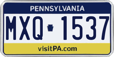 PA license plate MXQ1537