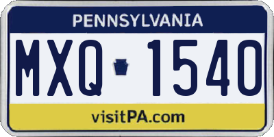 PA license plate MXQ1540