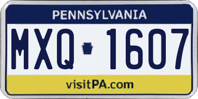 PA license plate MXQ1607