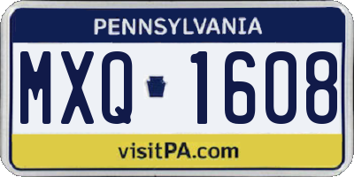 PA license plate MXQ1608