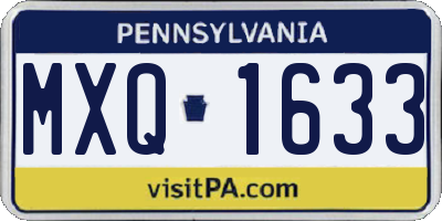 PA license plate MXQ1633