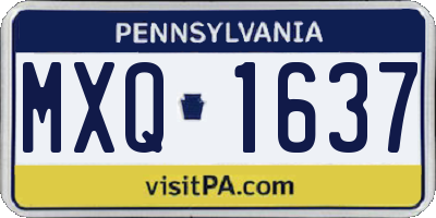 PA license plate MXQ1637