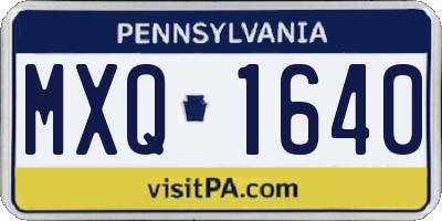 PA license plate MXQ1640