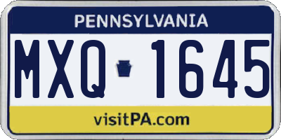 PA license plate MXQ1645