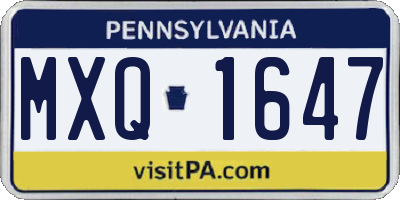 PA license plate MXQ1647