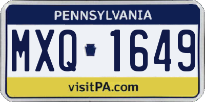 PA license plate MXQ1649