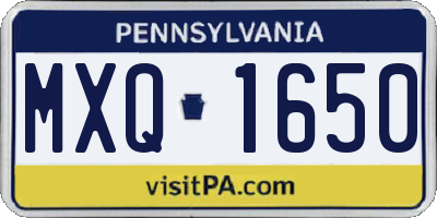 PA license plate MXQ1650