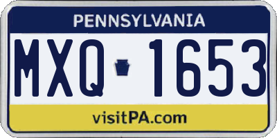 PA license plate MXQ1653