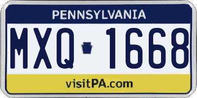 PA license plate MXQ1668