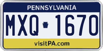 PA license plate MXQ1670
