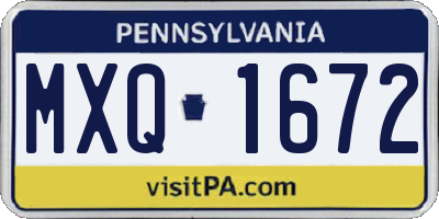 PA license plate MXQ1672