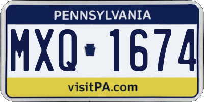PA license plate MXQ1674