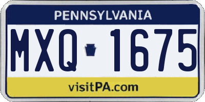 PA license plate MXQ1675