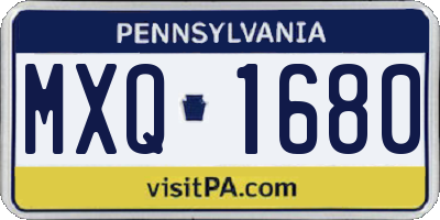 PA license plate MXQ1680
