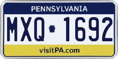 PA license plate MXQ1692