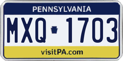 PA license plate MXQ1703