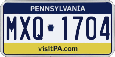 PA license plate MXQ1704