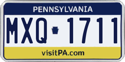 PA license plate MXQ1711