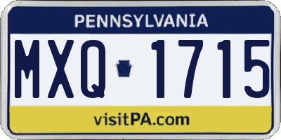 PA license plate MXQ1715