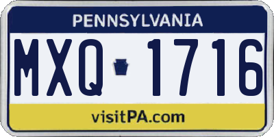 PA license plate MXQ1716