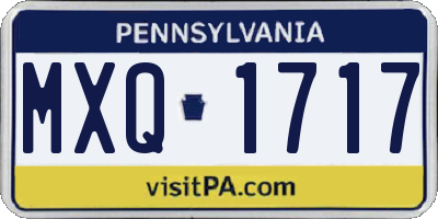 PA license plate MXQ1717