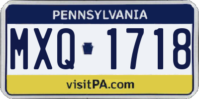 PA license plate MXQ1718