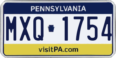 PA license plate MXQ1754