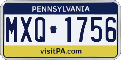 PA license plate MXQ1756
