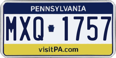 PA license plate MXQ1757