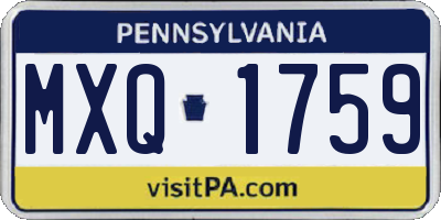 PA license plate MXQ1759