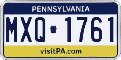 PA license plate MXQ1761