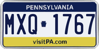 PA license plate MXQ1767